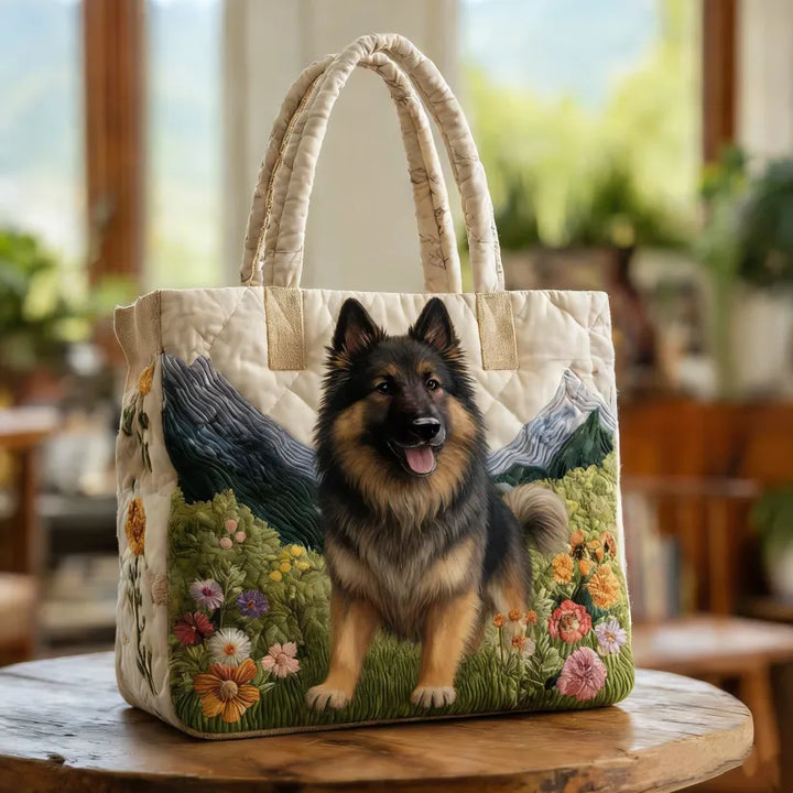 Vintage Timeless Belgian Shepherd Quilted Tote Bag