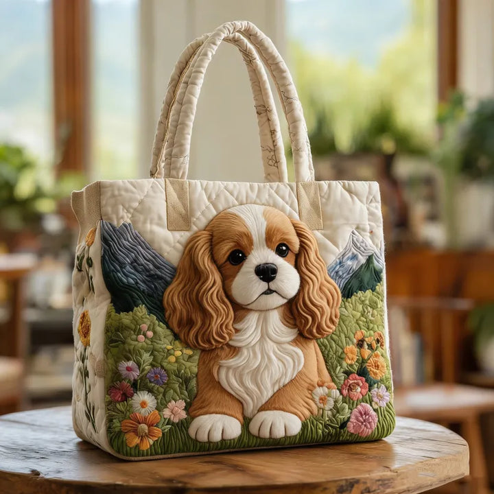 Vintage Timeless Cocker Spaniel Quilted Tote Bag
