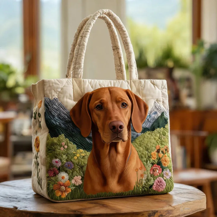 Vintage Timeless Vizsla Quilted Tote Bag