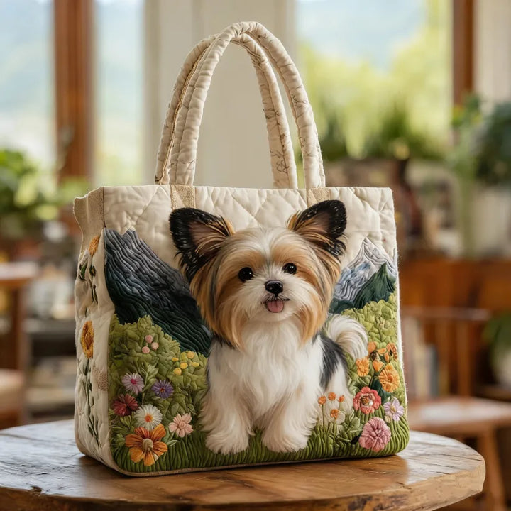 Vintage Timeless Australian Shepherd Quilted Tote Bag